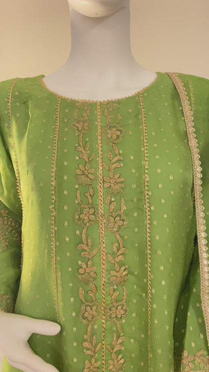 Sophisticated Charm – Pistachio Green Dori Work Suit