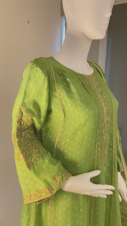 Sophisticated Charm – Pistachio Green Dori Work Suit